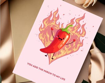 Funny Punjabi Valentine's Card | Spicy Food Pun (Digital Download)