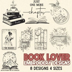 Plik do haftu Retro Books, projekt haftu dla miłośników książek, haft Book Bundle, prezent dla miłośników czytania, plik cyfrowy, natychmiastowe pobranie