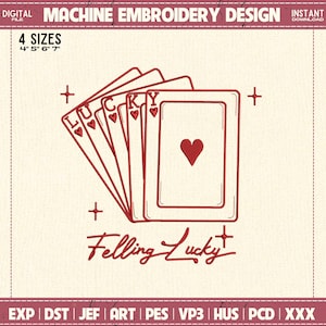 Fichier de broderie machine cartes porte-bonheur, motif de broderie girly, fichier numérique, téléchargement immédiat