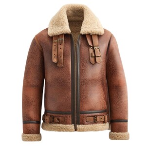 Mens Vintage Fur Lined Winter Jacket B3 Shearling Leather Bomber Jacket | Real Sheepskin Aviator Flying Coat