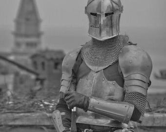 Fully Wearable Knight Barbuta Armor Suit – Barbuta Visor Helmet & Full Mild Steel Armor for LARP Full Costume Mild Steel Suit for Cosplay