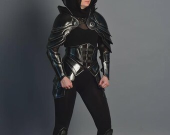 Lady Larp Hunter Blackened Steel Medieval Lady Armor Suit- Female Armor Suit- Full Body Female Armor Suit- Cosplay Armor Larp Costume
