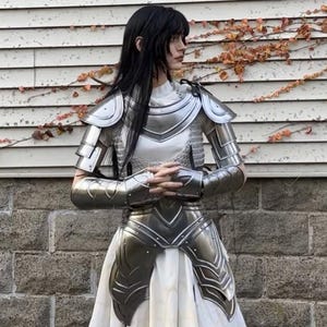Medieval Women’s Fantasy Armor Set – Handmade Steel Cuirass, Pauldrons Gorget Cosplay Arm Guard | Leg Graves Renaissance Festival Costume