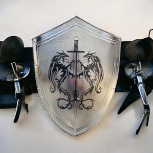 Bouclier des Templiers, décoration de chevalier médiéval, art mural croisé, réplique d'armure historique pour la maison et le bureau, bouclier de dragon haineux