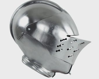 Medieval Tudor 16th Century Armet Close Helmet - 18 Gauge Steel Gift for Coseley & Halloween Outfits Cosplay Outfit Wiser Helmet