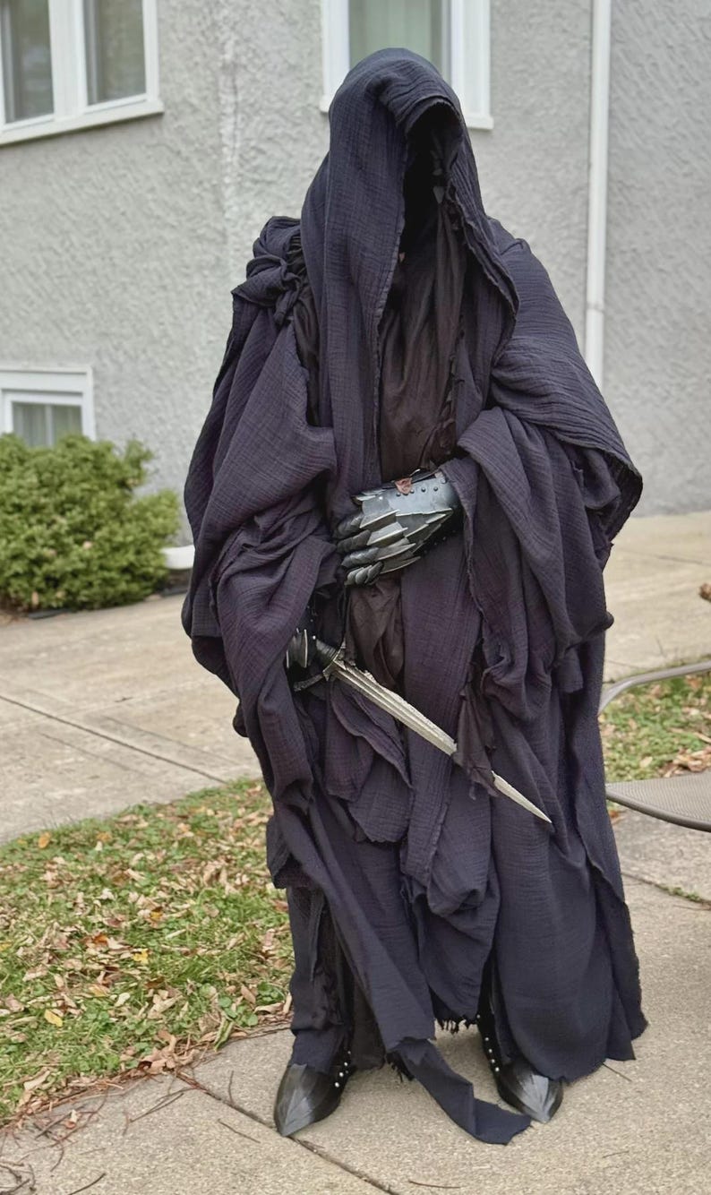 Ring Wraith Costume Nazgul Full Costume/grim Reaper Long Cape Ring ...