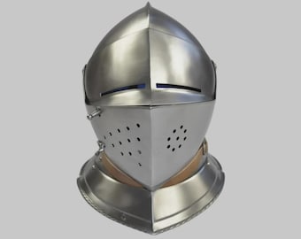 Middeleeuwse Close-Armet Knight-helm-Armet-helm- Ancient Close Knight-helm Close-up omlaag wijzer Volledig verstelbare wijzerhelm