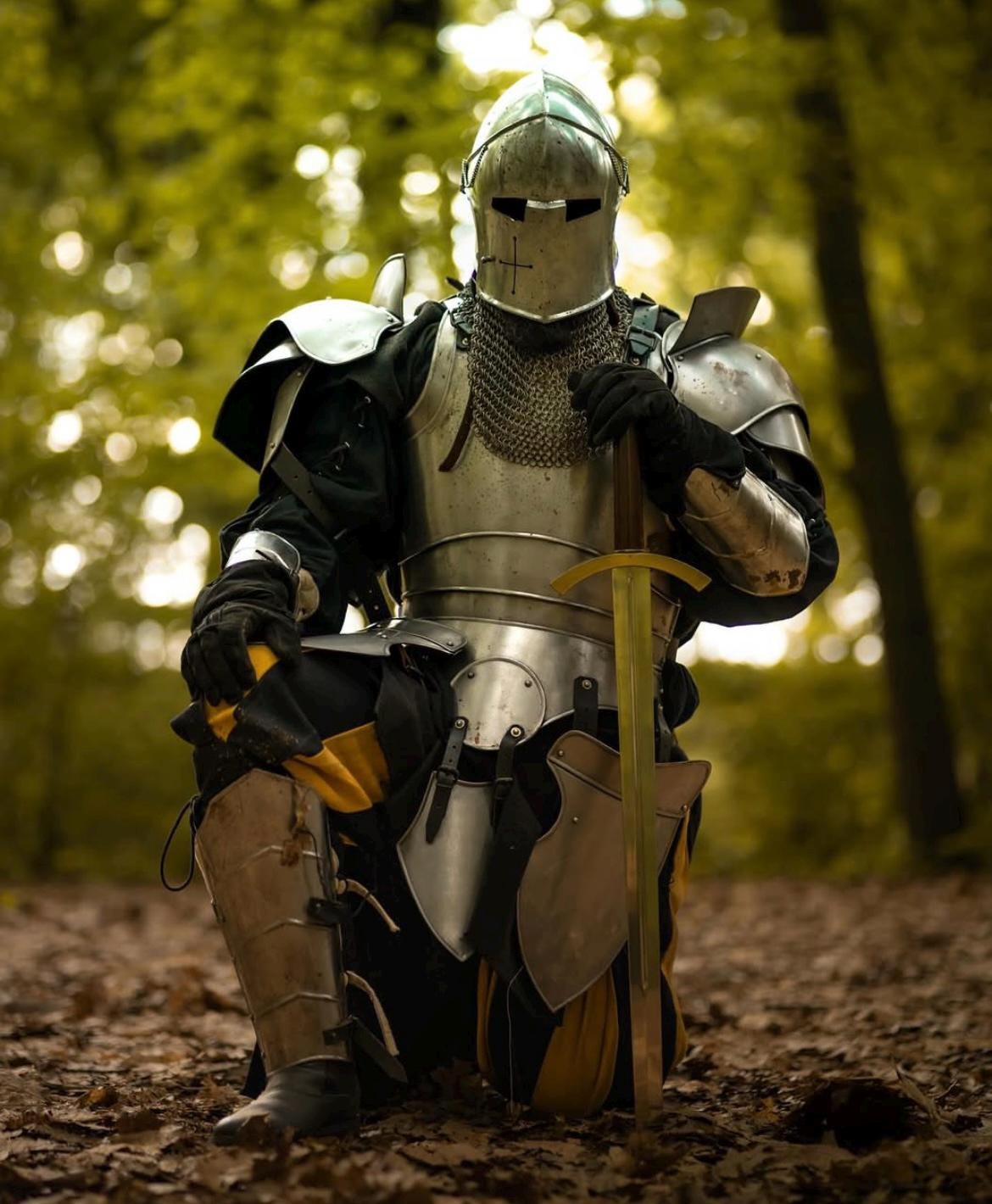 Fully Wearable Knight Suit – Barbuta Visor Helmet & Full Mild Steel Armor for LARP Full Costume Mild Steel Wearable Suit for Cosplay