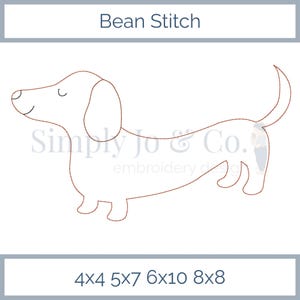 Dachshund Bean Stitch Machine Embroidery Design