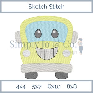 School Bus Sketch Stitch Machine Embroidery Design
