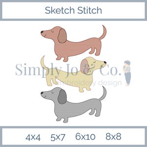 3 Dachshunds Machine Embroidery Design