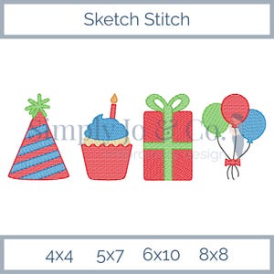 Birthday Sketch Stitch Machine Embroidery Design