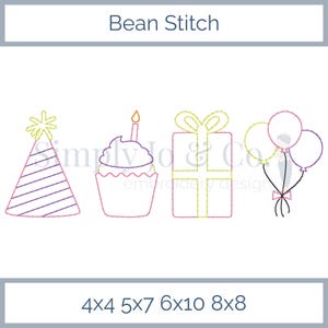 Birthday Bean Stitch Machine Embroidery Design