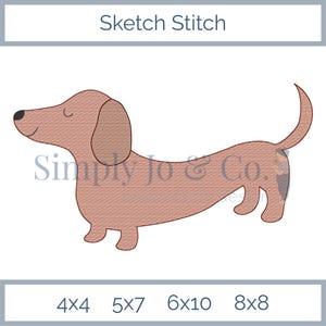 Dachshund Sketch Stitch Machine Embroidery Design