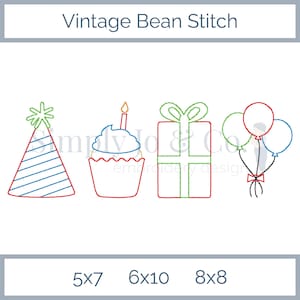 Birthday Bean Stitch Machine Embroidery Design