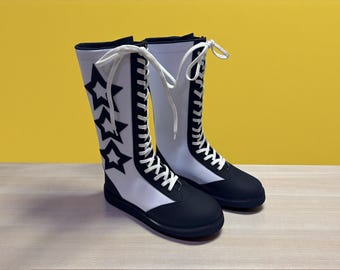 Men Pro Wrestling Shoes, Custom Wrestling Long Boots, Handmade Leather Wrestling Shoes, Professional Wrestling Boots, Pro Wrestling Gear