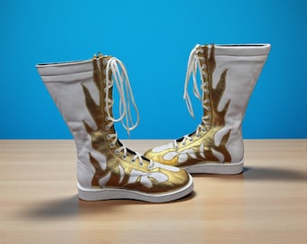 Botas de lucha de cuero personalizadas / Estilo profesional, hechas a mano, con cordones