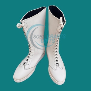 Men’s White Leather Wrestling Boots | Pro Custom Lace-Up Wrestling Shoes | Handmade Men’s Wrestling Footwear | Gift for Wrestlers