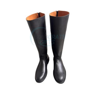 Leather British Officer Tall Knee Boots | Black Handmade Leather Horse Riding Boots | Premium Tall Equestrian Boots for Men and Women