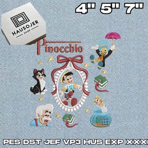 Retro Movie Cartoon Embroidery Design, Puppet Boy Embroidery Design, Magic Kingdom Embroidery Design, Digital Download, HauSojer