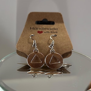 Handmade Alcoholics Anonymous, AA, Recovery Drop Earrings