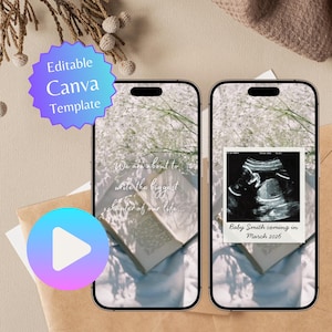 Digital Pregnancy Announcement & Baby Reveal Video, Editable Canva Template E-Card, Starting a New Chapter Pregnancy Reveal, Animated Video