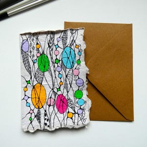 Carte postale en papier recyclé et fait main, Abstrait, Fantaisie