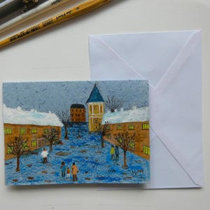 Cartão postal em papel reciclado. Casas, Castelos e Contos de Fadas