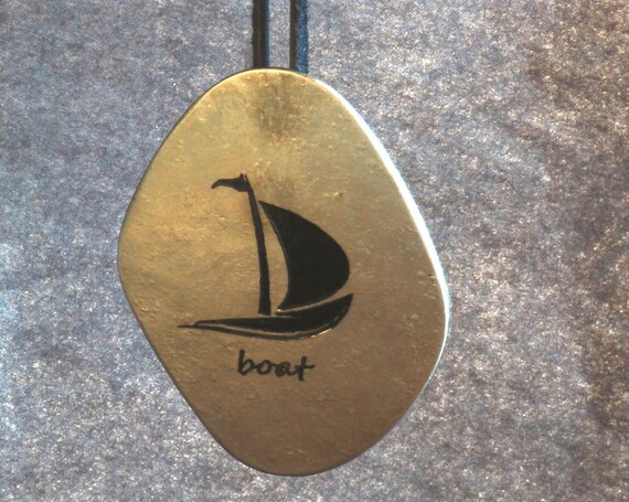 Nautical Gift, Sailor's Gift, BOAT Pendant, Sailor's Necklace, Hypoallergenic, Captain Obvious, Freeform Pendant, Hand Forged Necklace,
