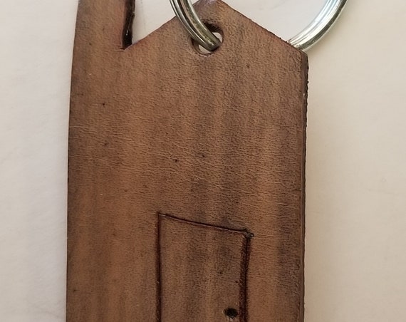 Leather Key Chain, Cat in the Hat Leather Key Fob, Handmade, Housewarming Gift, New Home Key Holder, Leather Key Fob, Leather House Key Fob