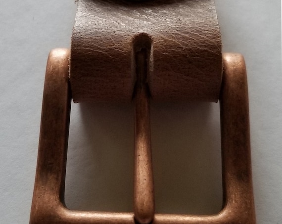 Distressed Leather Belt & Simple Buckle, Distressed Belt and Copper Buckle, Work Gear, Belt for Jean, Belt for Suit, Gift for Guy, Dad Gift