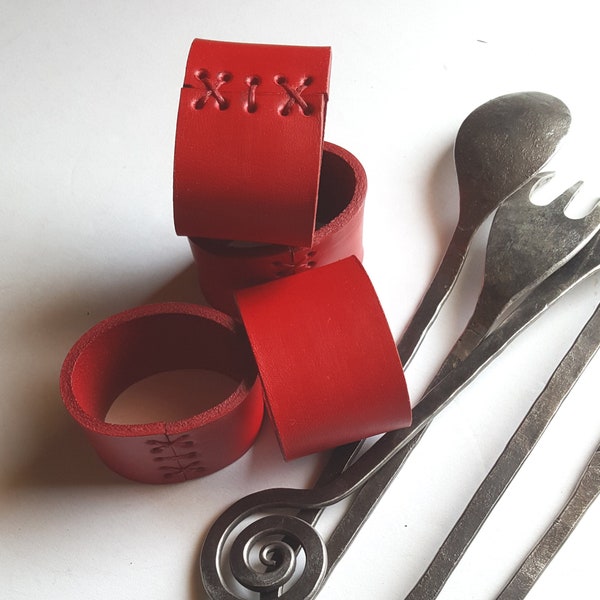 Leather Napkin Rings, Red Napkin Rings, Fawn Napkin Rings, Black Rings, Brown, Various Colours Alfresco Dining, Housewarming, Hostess Gift,