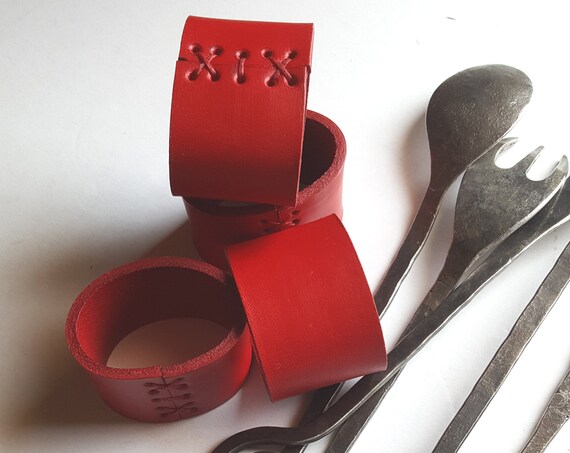 Leather Napkin Rings, Various Colours, Red Napkin Rings, Fawn Napkin Rings, Black Rings, Brown, Alfresco Dining, Housewarming, Hostess Gift