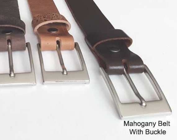 Mahogany Leather Belt with Snaps, Belt Keeper & Buckle ~ Will Custom Cut for You ~ 1-1/2" wide Belt for Jeans or 1-1/4" wide Belt for Suits