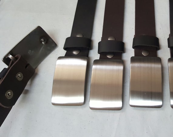 Groomsmen Gifts Belt & Buckle SET Wedding Accessories Gift Wrapped Hypoallergenic 1.5" Stainless Steel Buckle w/ Leather Belt SET Custom Cut