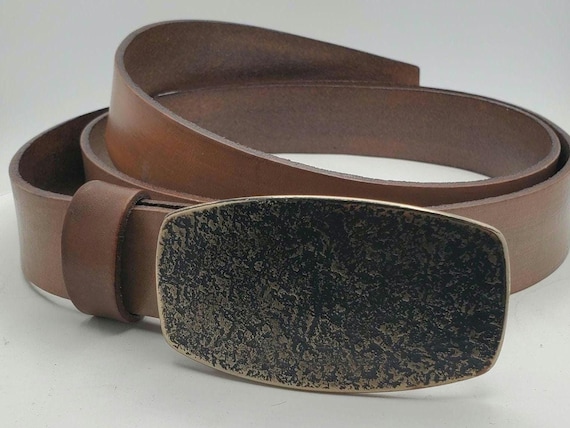 Hand Forged Buckle with Sand Hand Dyed Belt -  Buckle with Hand Dyed 1-1/4" Wide Belt