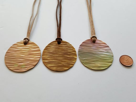 Women's Lightweight Necklace on Leather Strap & Gift Bag ~ Bridesmaid Gift Pastel Pendant Necklace Keepsake Boho Jewelry Ship Worldwide