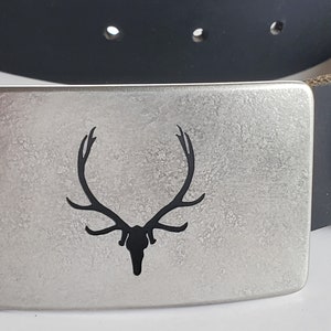 Belt & Buckle Elk Buckle Outdoor Gear Stainless Steel Buckle and Belt Father's Day Buckle Hunting Buckle Canadian and 1.5" Leather Belt