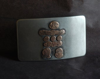 Inuit Art Canadian Inukshuk Belt Buckle, Hand Forged Stainless Steel, Canadian Made. Canadian Souvenir Gift, Belt Buckle fits 1-1/2" Belt,