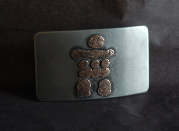 Inuit Art Canadian Inukshuk Belt Buckle, Hand Forged Stainless Steel, Canadian Made. Canadian Souvenir Gift, Belt Buckle fits 1-1/2" Belt,