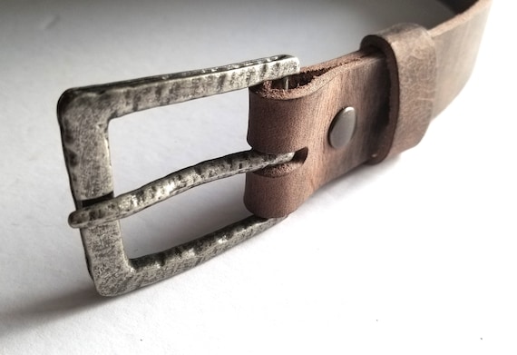 Ancient Silver Buckle with Leather Snap Belt ~ Custom Cut Belt ~ Choose from 5 Leather Belt Colours ~ 1.5" Belt for Jeans ~ Guy or Gal Gifts