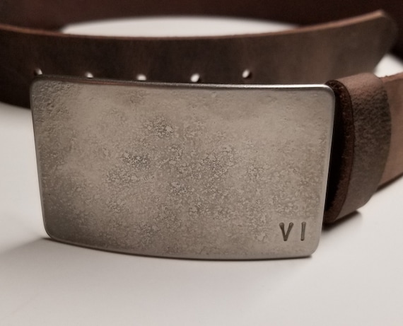 Roman Numeral Buckle with Leather Belt, Anniversary Gift,  Belt & Buckle Set For Jeans, Customize for Anniversary, Unisex Personalized Gift