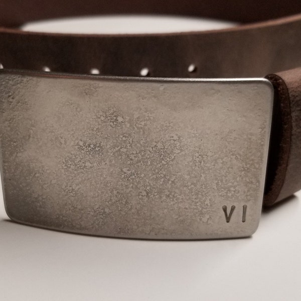 Roman Numeral Buckle with Leather Belt Anniversary Gift Belt & Buckle Set For Jeans Customize for Anniversary Unisex Personalized Gift
