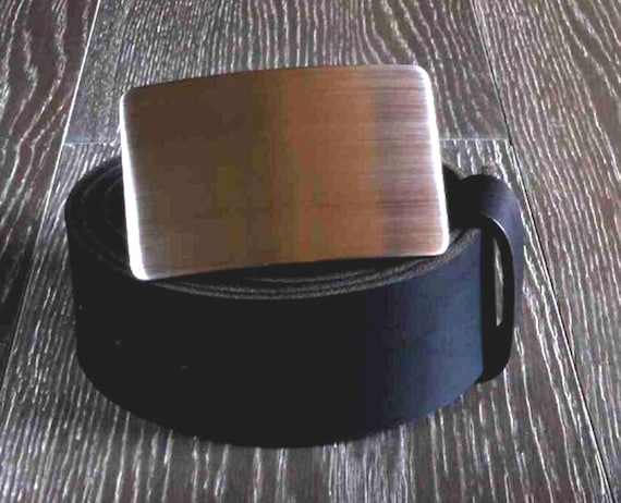Two Inch Belt & Buckle Set ~ Leather Belt for Jeans Brushed Stainless Steel Belt Buckle ~ Kilt Belt and Buckle ~ Biker's Belt and Buckle
