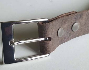 1-1/4" Fawn Brown Leather Belt w/ Snaps & Buckle for Suits 1.25" wide Belt for Suit Custom Cut Belt for Your Waist Choose from 5 Colours