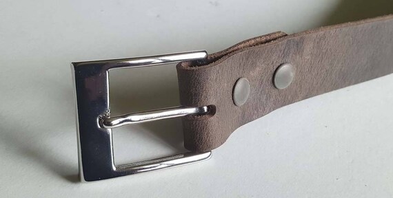 Leather Belt with Snaps & Buckle, 1-1/4" wide Belt for Suit, Fawn Brown, Will Custom Cut Belt for Your Waist Size, Choose from 5 Colours