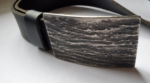 Belt Buckle for Jeans  Canadian Made Belt Buckle Hand Forged 'Slate' Stainless Steel Buckle Unisex Gift Fits 1-1/2" Leather Belt w/Snaps