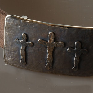 Belt Buckle Old Rugged Cross Hand Forged Rustic Bronze Hypoallergenic Stainless Steel Christian Gifts CROSS Buckle For Blue Jean Unisex Gift
