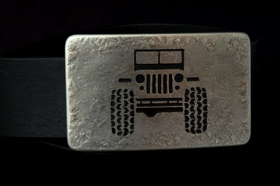 Silver JEEP 4X4 Belt Buckle Off Road Stainless Steel Accessories Made in CANADA Hand Forged Signed Belt Buckle Fits 1-1/2" Belt For Jeans