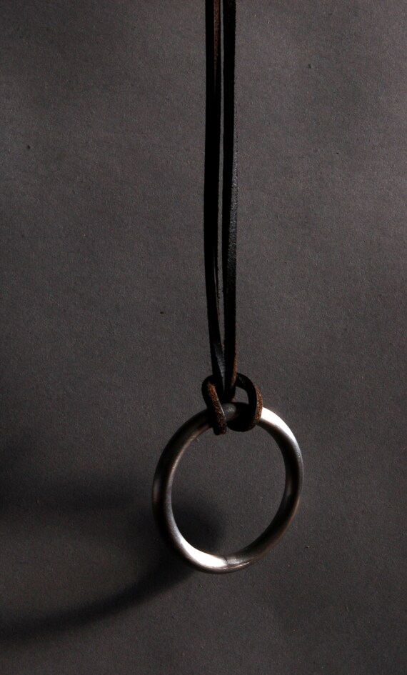 Circle of Life Necklace ~ Hand Forged Pendant ~ Hypoallergenic Stainless Steel Unisex Accessories Circle Jewelry Leather Strap& Bag Included
